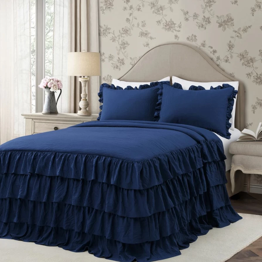 "Elegant Allison Ruffle Skirt Bedspread Set - Premium Bedding Collection"