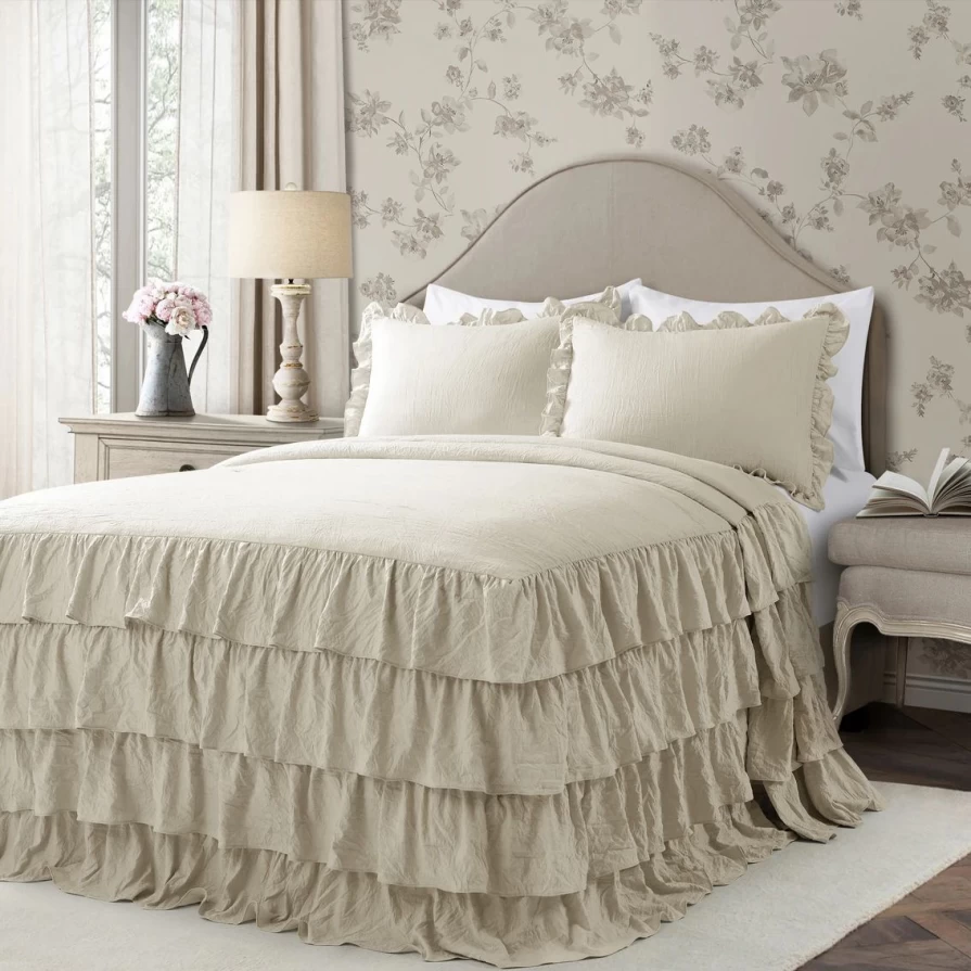 "Elegant Allison Ruffle Skirt Bedspread Set - Premium Bedding Collection"