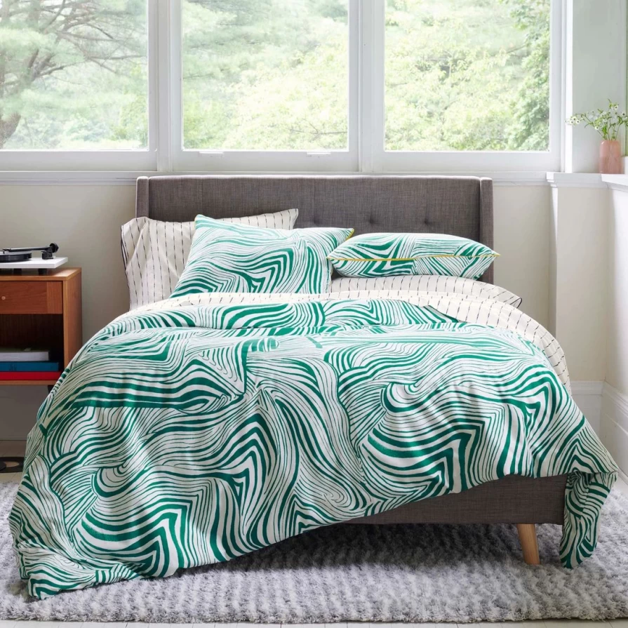 Novogratz Utica Zebra Print Marble Teal Comforter Set - Queen/King, Soft Bedding