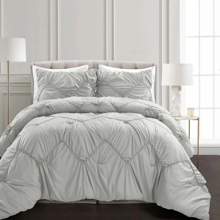 Lush Decor Chevron Ruched 3-Piece Comforter Set - Stylish Bedding Collection