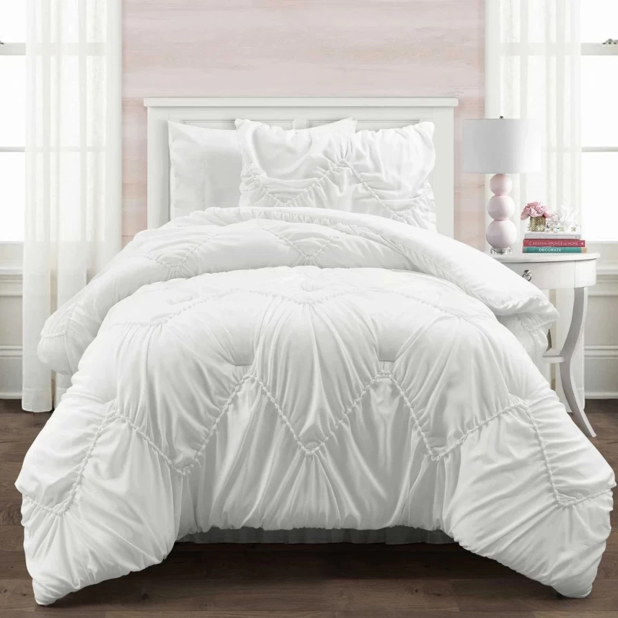 Lush Decor Chevron Ruched 3-Piece Comforter Set - Stylish Bedding Collection