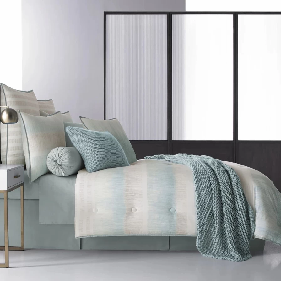 Aqua 4-Piece Comforter Set by Oliver Oscar | Discount Vince Bedding Collection
