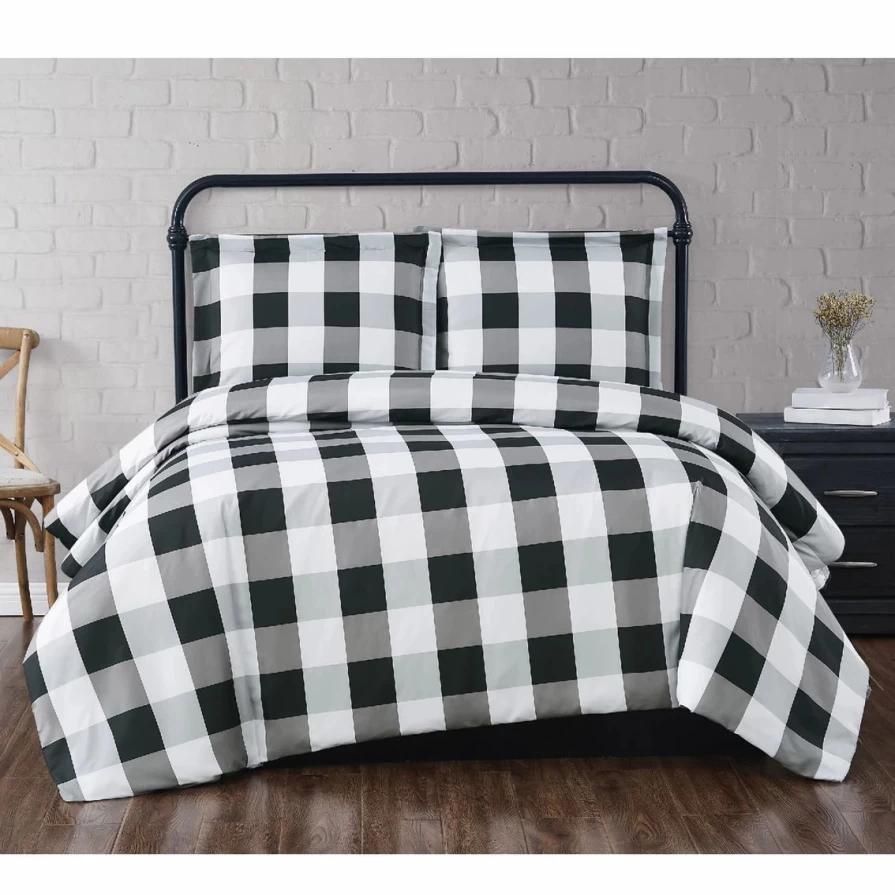 Black Buffalo Plaid 3-Piece Comforter Set - Ultra Soft Everyday Bedding