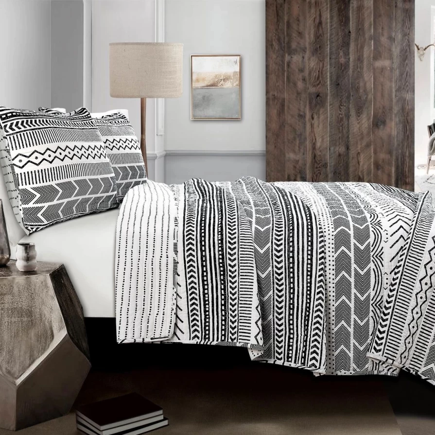 Lush Decor Hygge Geo 3-Piece Quilt Set - Soft Bedding Comfort Collection