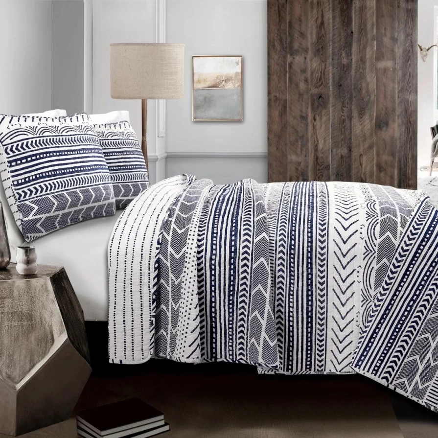 Lush Decor Hygge Geo 3-Piece Quilt Set - Soft Bedding Comfort Collection