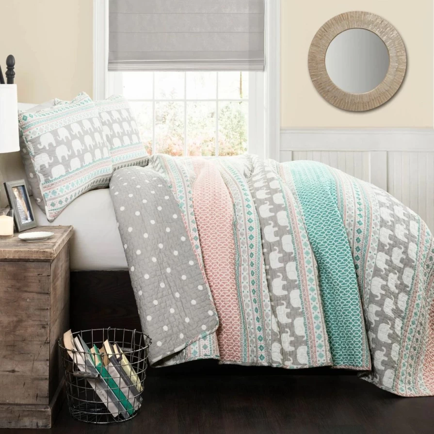 Affordable Elephant Print Quilt Set - Soft Bedding Collection for Cozy Comfort