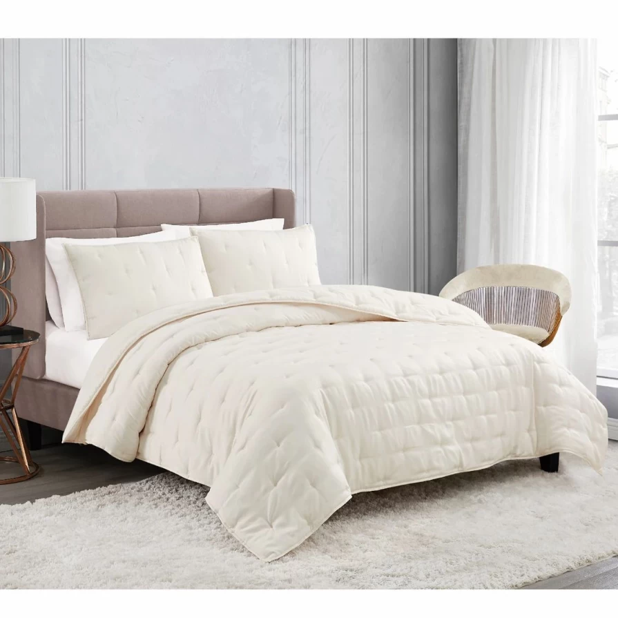 Luxury Badgley Mischka Tufted Matte Satin Quilt Set - Premium Bedding Collection