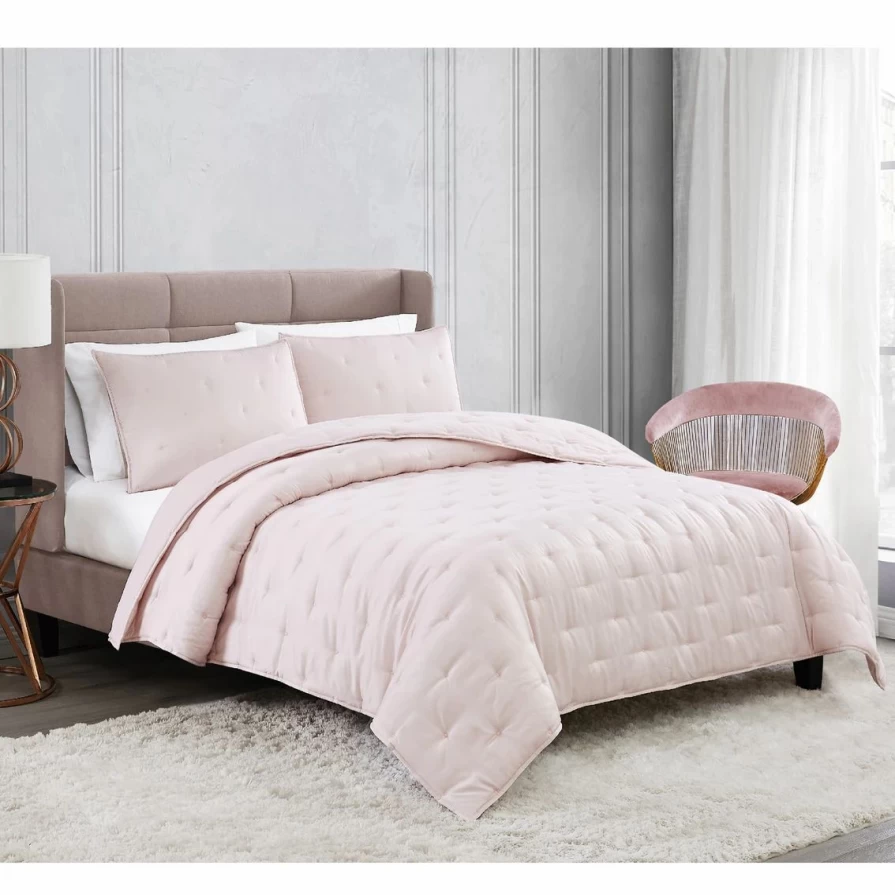 Luxury Badgley Mischka Tufted Matte Satin Quilt Set - Premium Bedding Collection