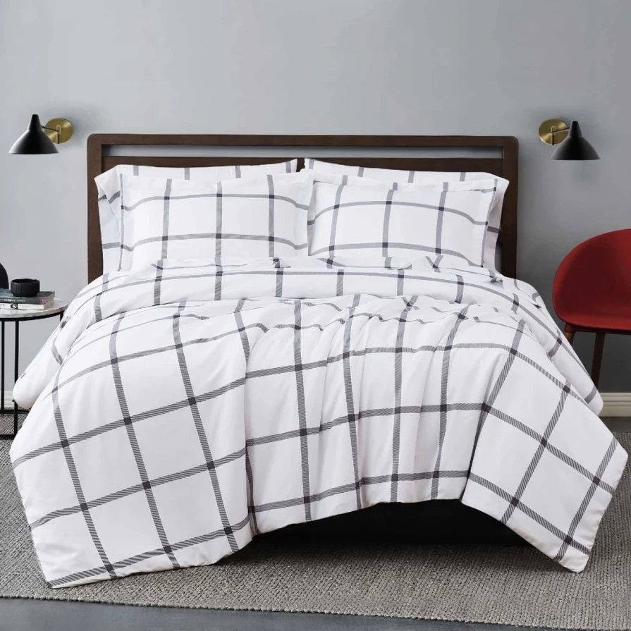 Luxury Printed Windowpane 3-Piece Comforter Set - Ultra Soft Bedding Collection