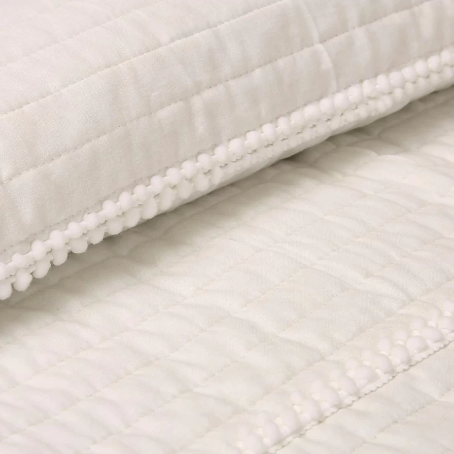 Lush Decor 3-Piece Pom Pom Stripe Quilt Set - Best Selling Bedding Collection