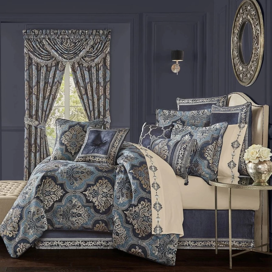 "J.Queen New York Middlebury Indigo 4-Piece Comforter Set - Luxurious Bedding Collection"