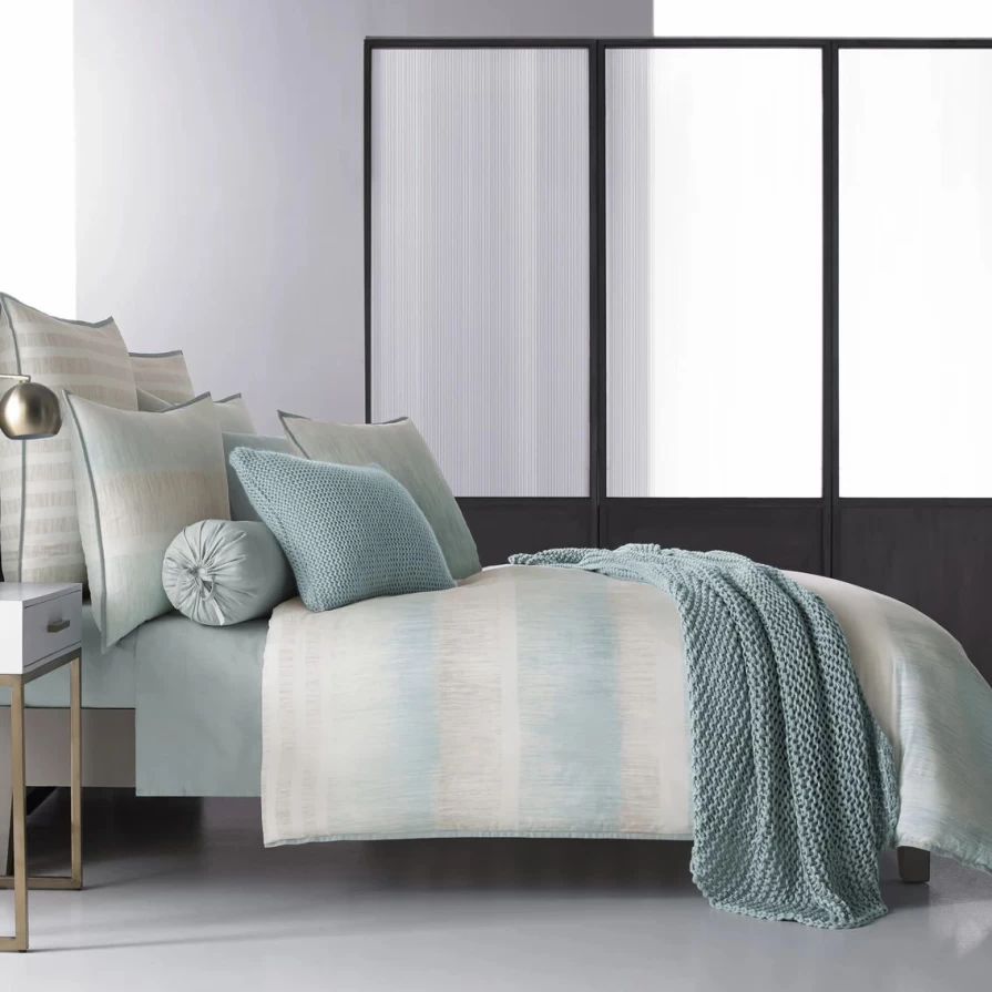 Oscar Oliver Vince Aqua Duvet Cover Set - Soft Luxury Bedding