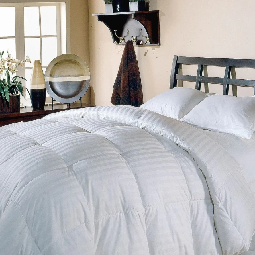White Down Comforter Cover 350 Thread Count Damask Stripe - Blue Ridge Home Fashions Best Reviews