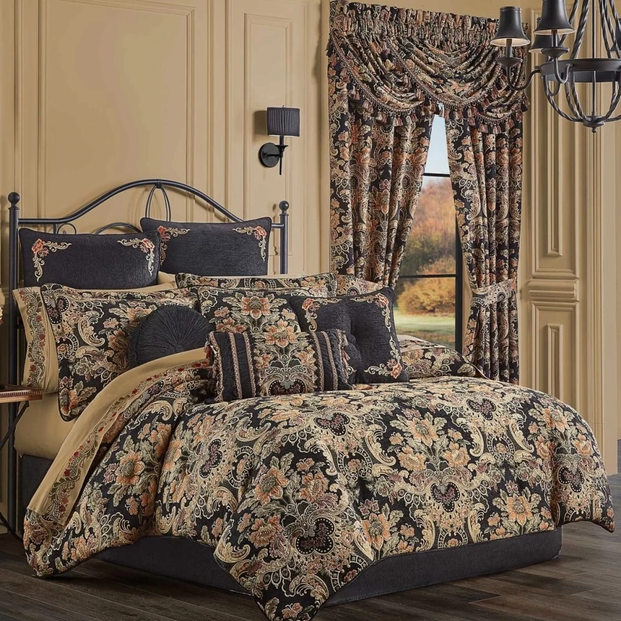 Luxury J. Queen New York Toscano Black 4-Piece Comforter Set - Soft Bedding Collection