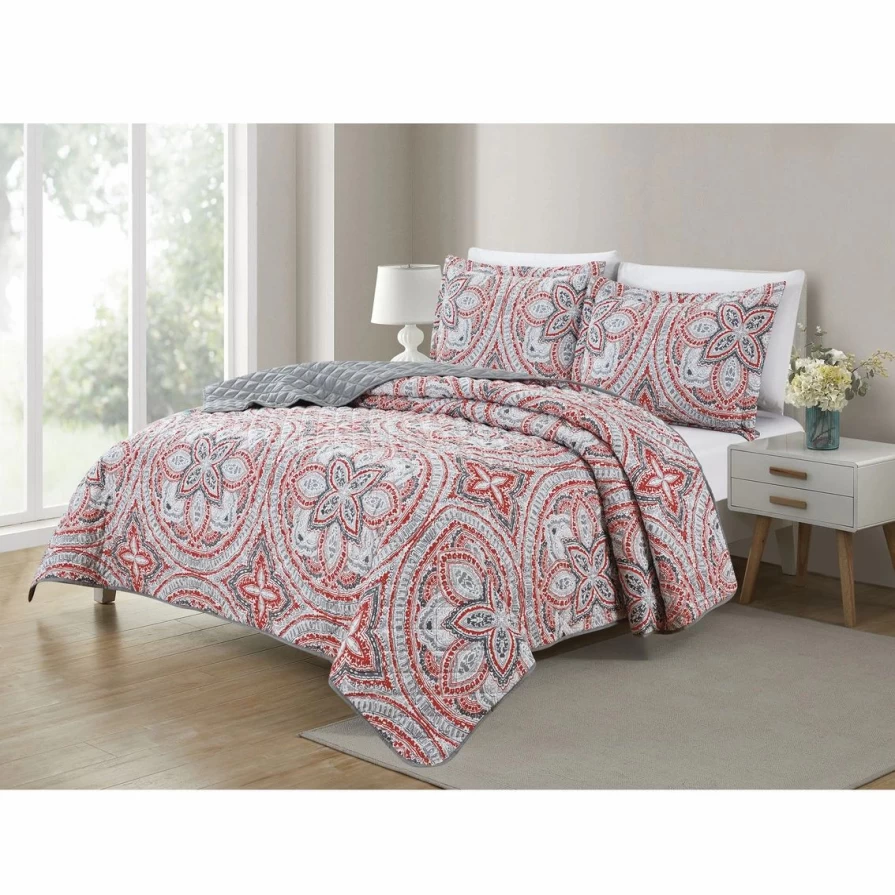 Affordable Reversible 3-Piece Quilt Set - Soft Bibb Home Printed Bedding