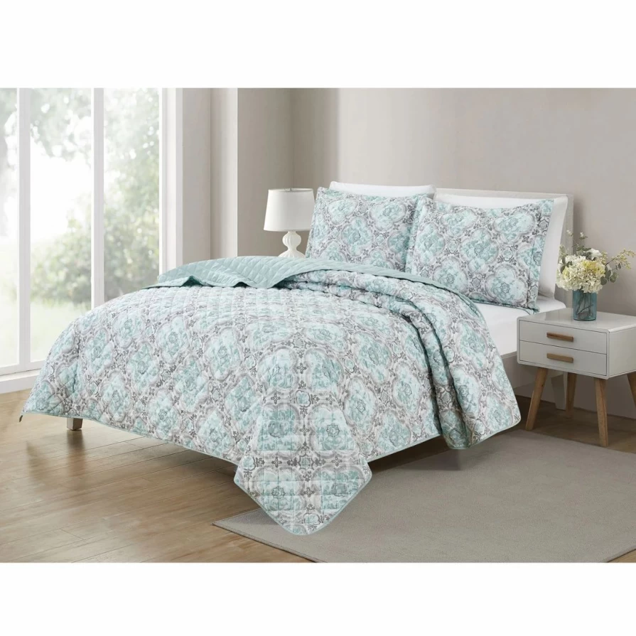 Affordable Reversible 3-Piece Quilt Set - Soft Bibb Home Printed Bedding