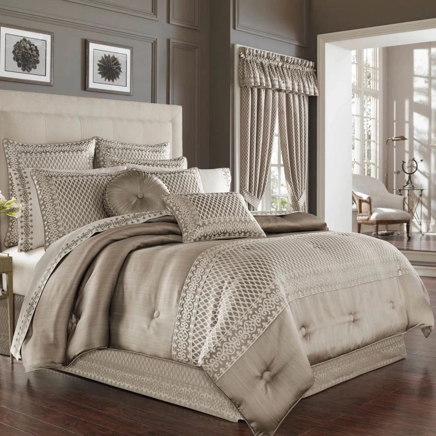 "Five Queens Court Beaumont Champagne 4-Piece Comforter Set - Luxury Bedding Collection"