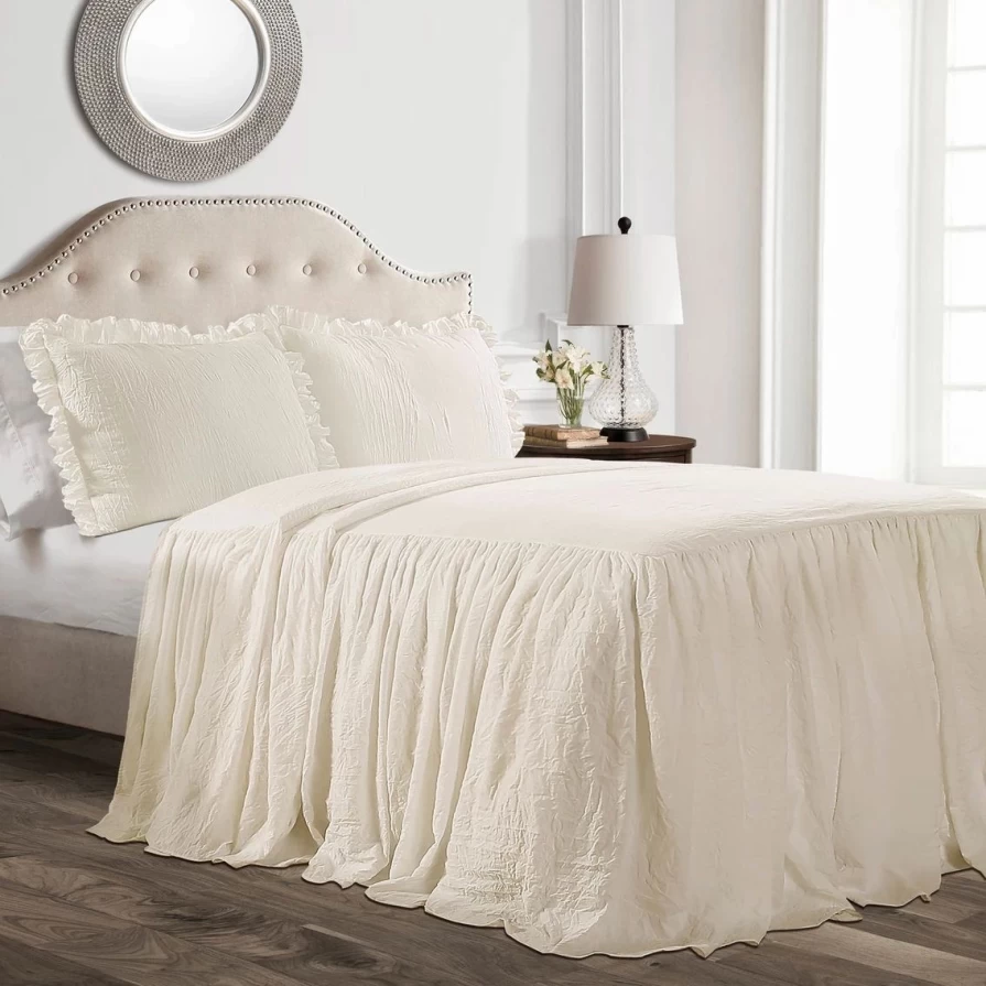 Lush Decor Ruffled Bedspread 3-Piece Set - Elegant Skirt Design, Limited Time Flash Sale