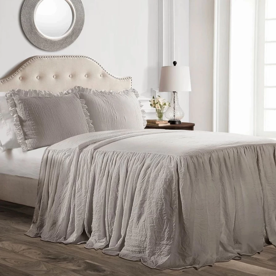 Lush Decor Ruffled Bedspread 3-Piece Set - Elegant Skirt Design, Limited Time Flash Sale