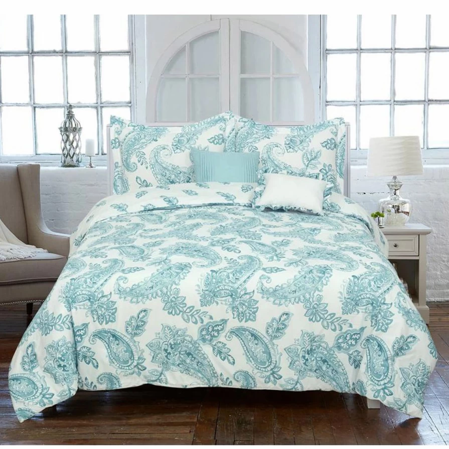 "Blue Royale Linens Aruba Paisley 5-Piece Comforter Set - Ultra-Soft, Breathable Bedding Collection"