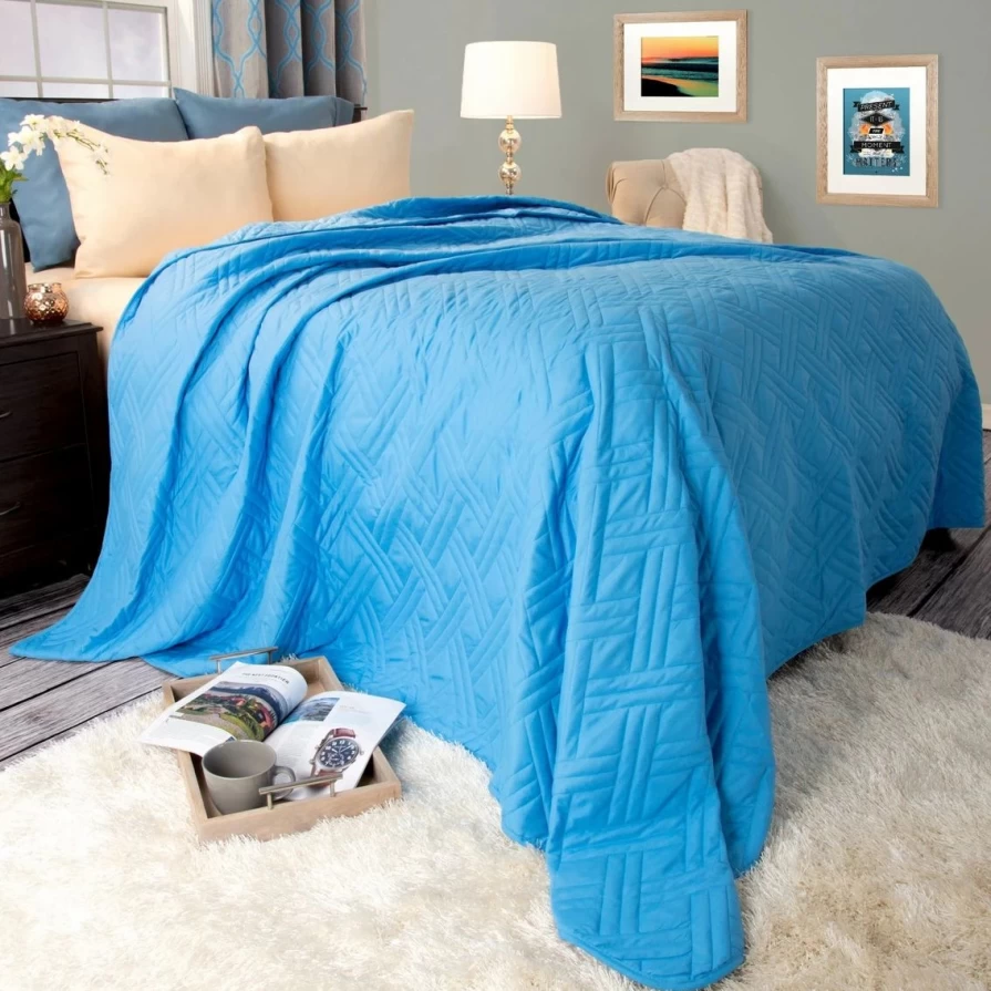 "Premium Solid Color Bed Quilt - Luxury Home Bedding Set by Lavish Home"