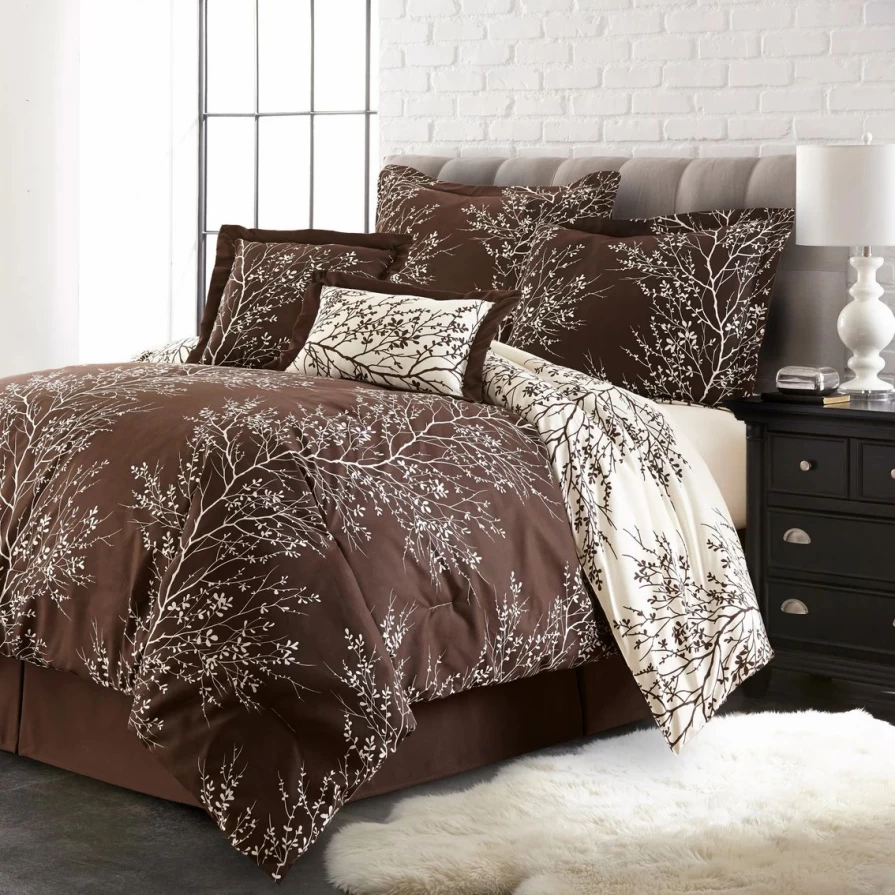 Premium 6-Piece Linen Comforter Set - Luxury Home Foliage Bedding Collection