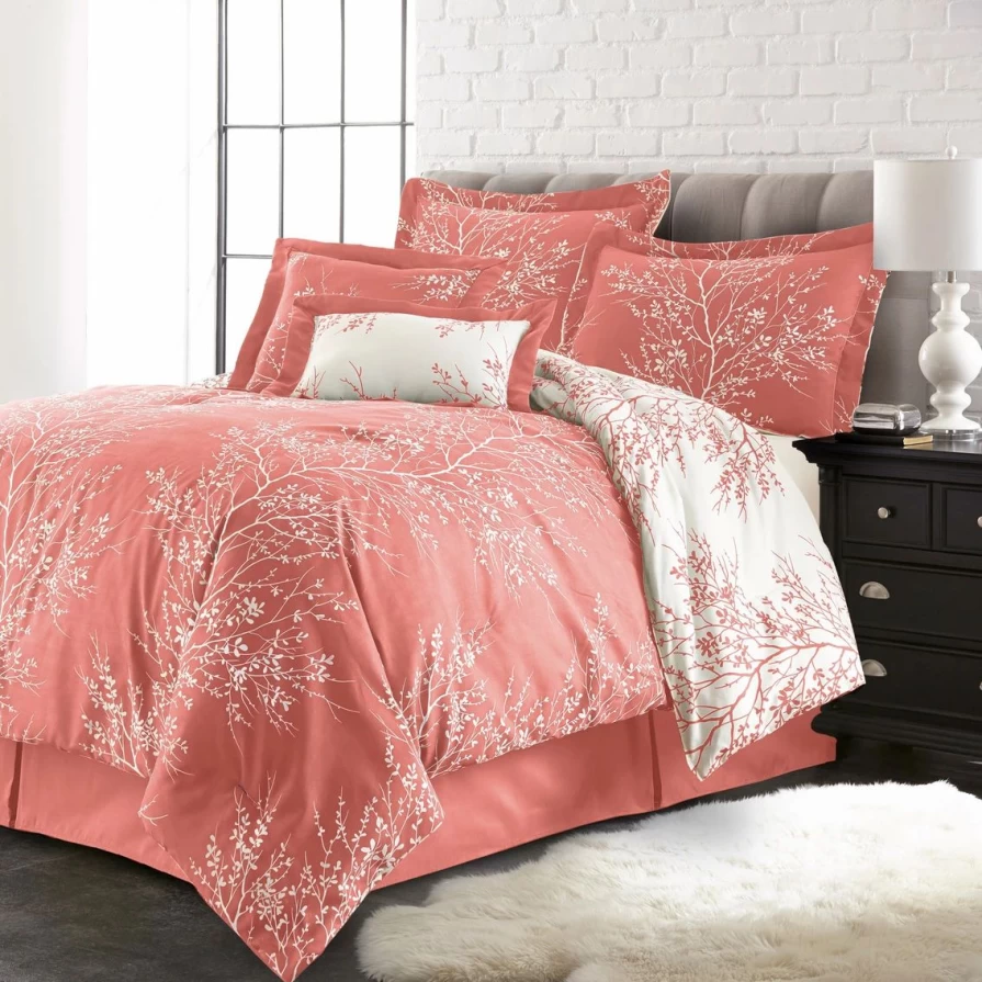 Premium 6-Piece Linen Comforter Set - Luxury Home Foliage Bedding Collection