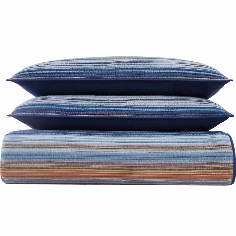 "Premium Brooklyn Loom Met Stripe Yarn-Dyed Quilt Set – Luxury Bedding Collection"