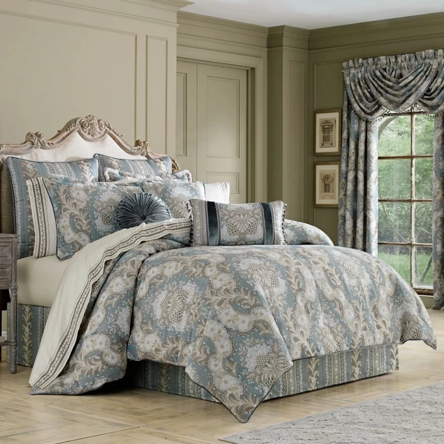 J.Queen New York Crystal Palace 4-Piece Comforter Set in French Blue - Luxury Bedding Collection