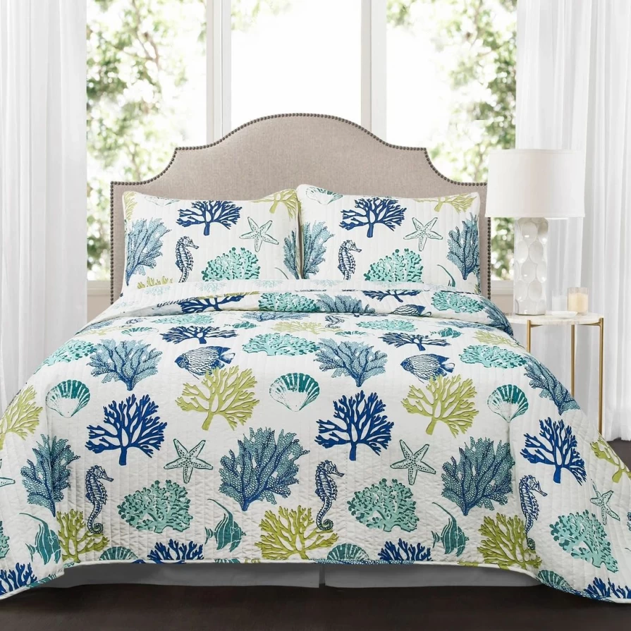 "Affordable Lush Decor Coastal Reef 3-Piece Quilt Set - Stylish Bedding Collection"