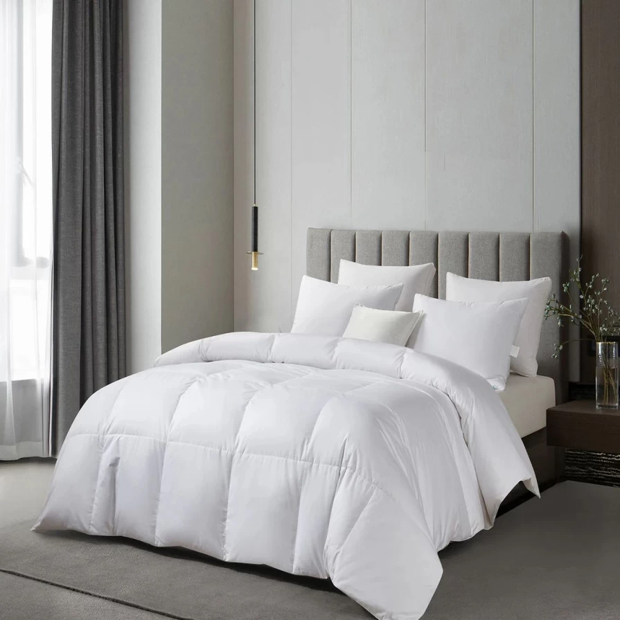 Premium 300-Thread-Count Sateen Cotton Lightweight Down Comforter - Warm & Breathable All-Season Bedding
