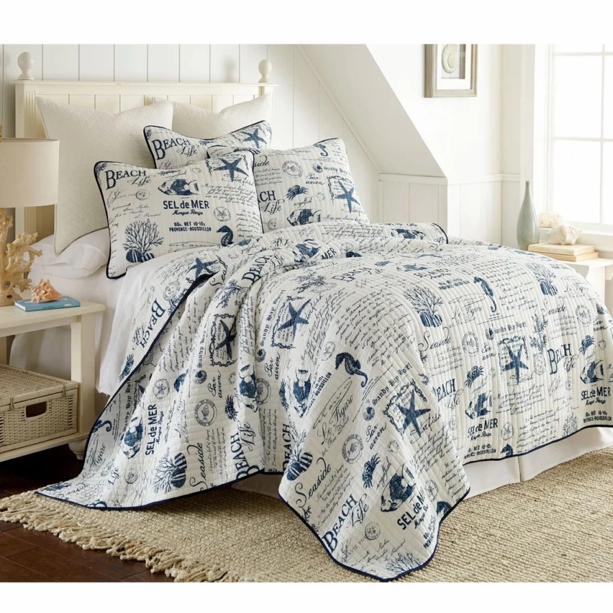 "Levtex Home Beach Life Navy Quilt Set - Coastal Bedding Sale"