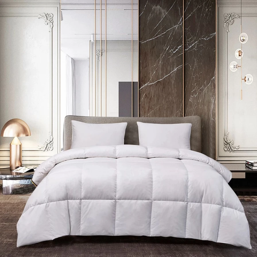 Premium White Goose Feather & Down Comforter - Kathy Ireland Home Essentials Luxury Bedding