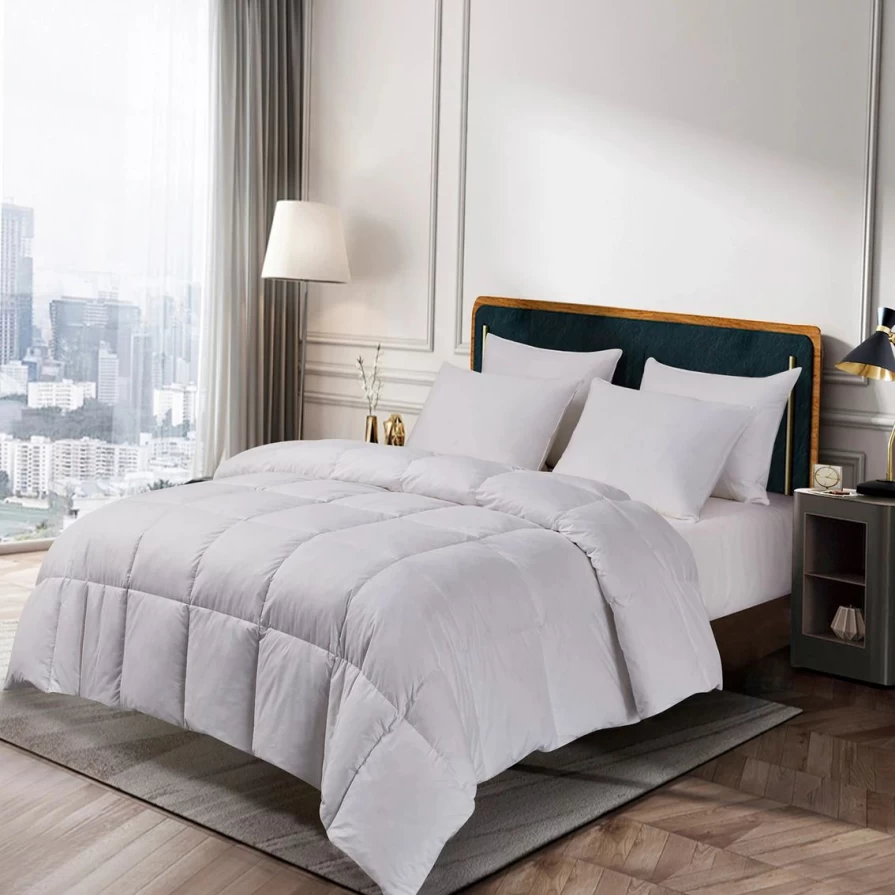 Premium White Goose Feather & Down Comforter - Kathy Ireland Home Essentials Luxury Bedding