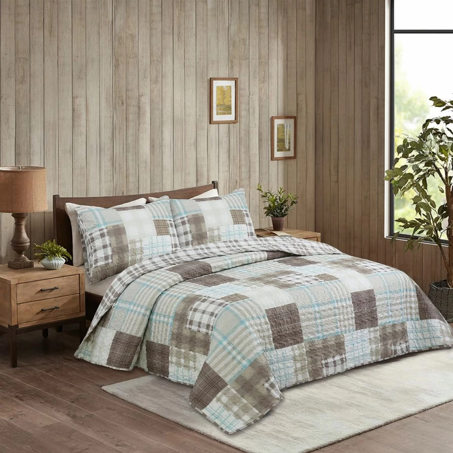 Harper Lane Aubin Patchwork Quilt Set - Cozy Bedding Collection with Discount Offer