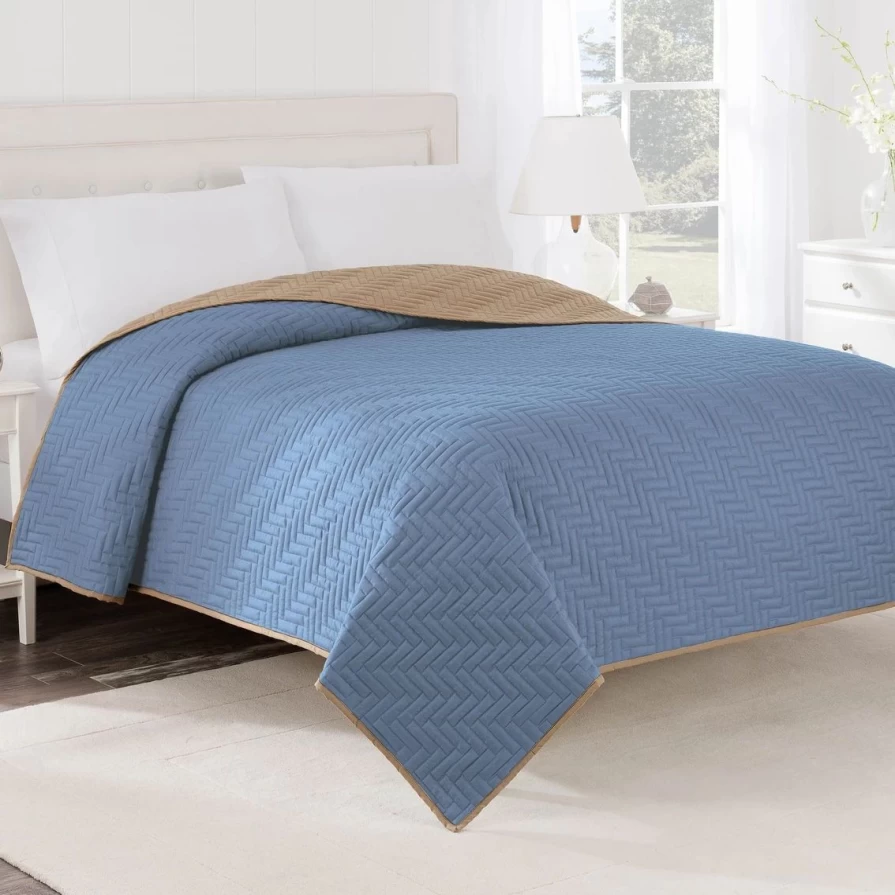 Luxury Reversible Quilted Coverlet - Soft Bedspread for All-Season Comfort