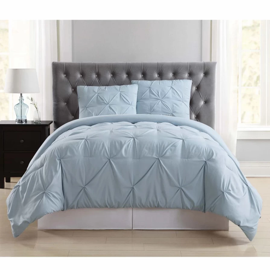 "Light Blue Truly Soft Pleated Duvet Cover Set - Brand New Luxury Bedding"