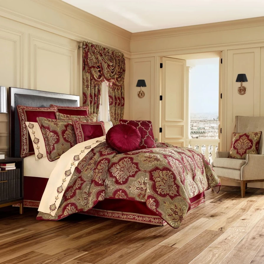 J. Queen New York Maribella 4-Piece Comforter Set in Crimson - Luxury Bedding Collection