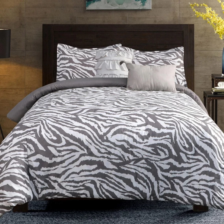 Zebra Print 100% Polyester Comforter Set - Soft & Stylish Bedding by Enviohome