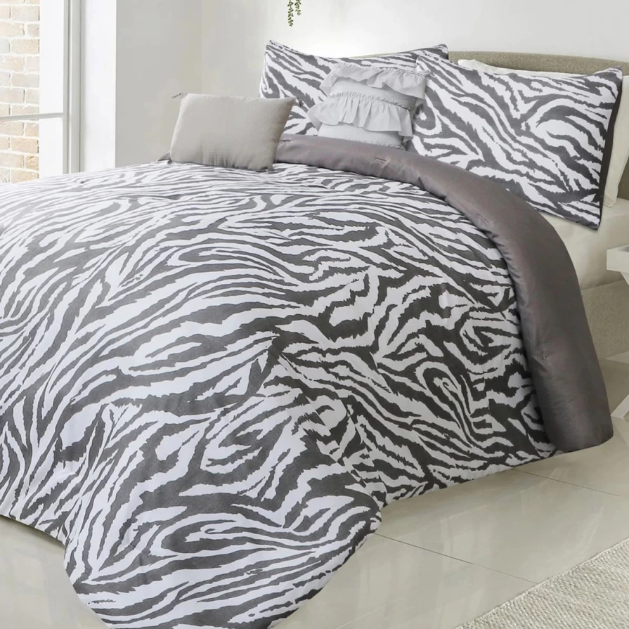 Zebra Print 100% Polyester Comforter Set - Soft & Stylish Bedding by Enviohome