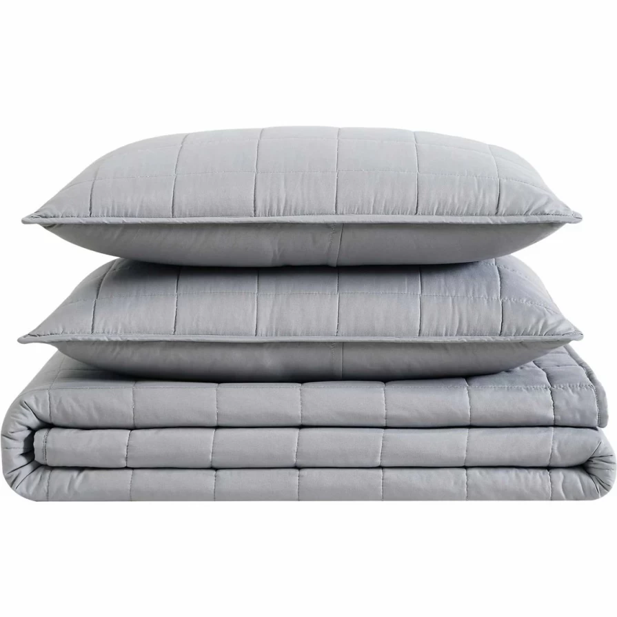 "London Fog 3-Piece Solid Color Quilt Set with Garment Wash - Best Price"