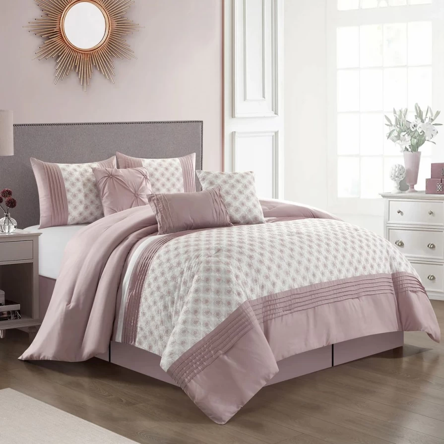 Blush 7-Piece Comforter Set by Nanshing - Elegant Bedding Collection