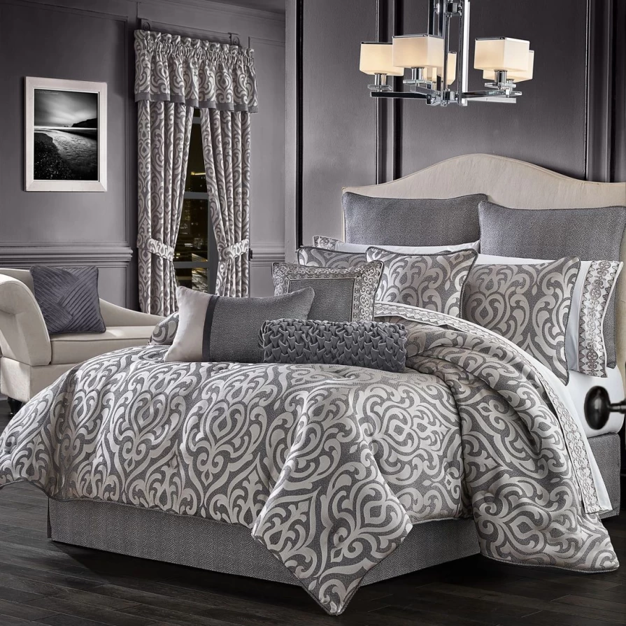 J.Queen New York Tribeca 4-Piece Comforter Set in Charcoal | Brand New Luxury Bedding Collection