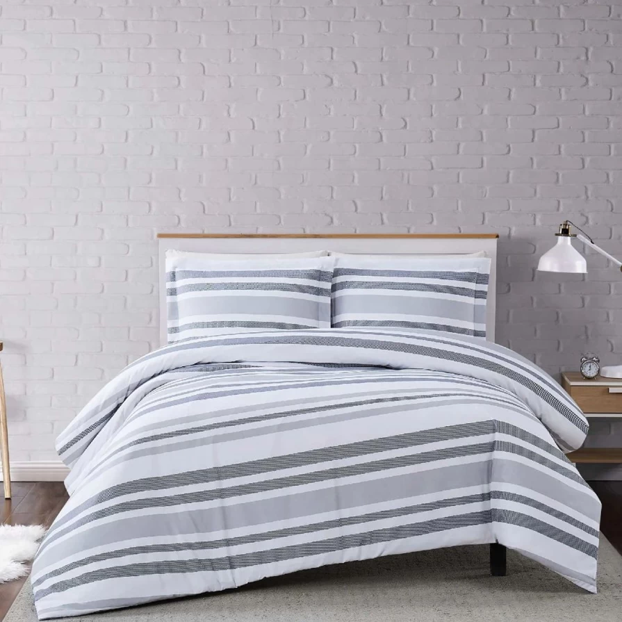 "Premium Soft Curtis Stripe Duvet Cover Set - Luxurious & Affordable Bedding"