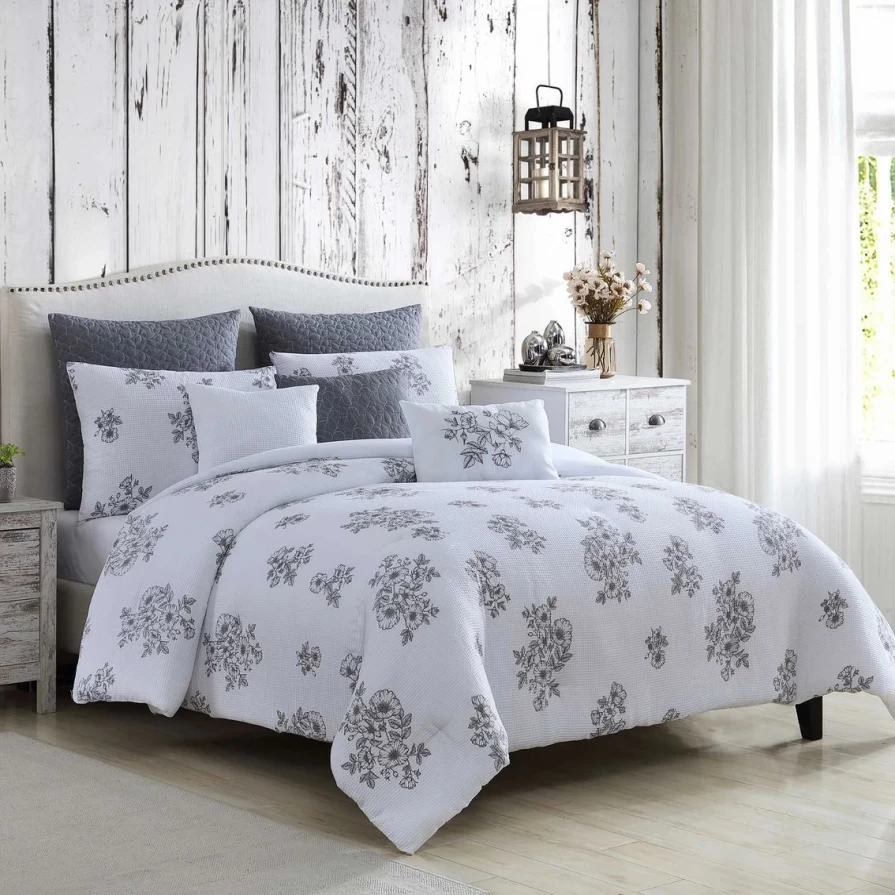 "Alexa Floral 8-Piece Comforter Set - Marie Claire Inspired Bedding Collection"