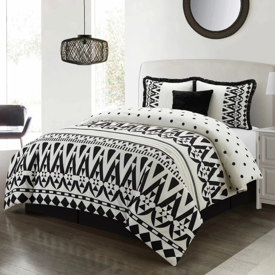 Nanshing Petula 5-Piece Black and White Comforter Set by Nanshing America Inc.