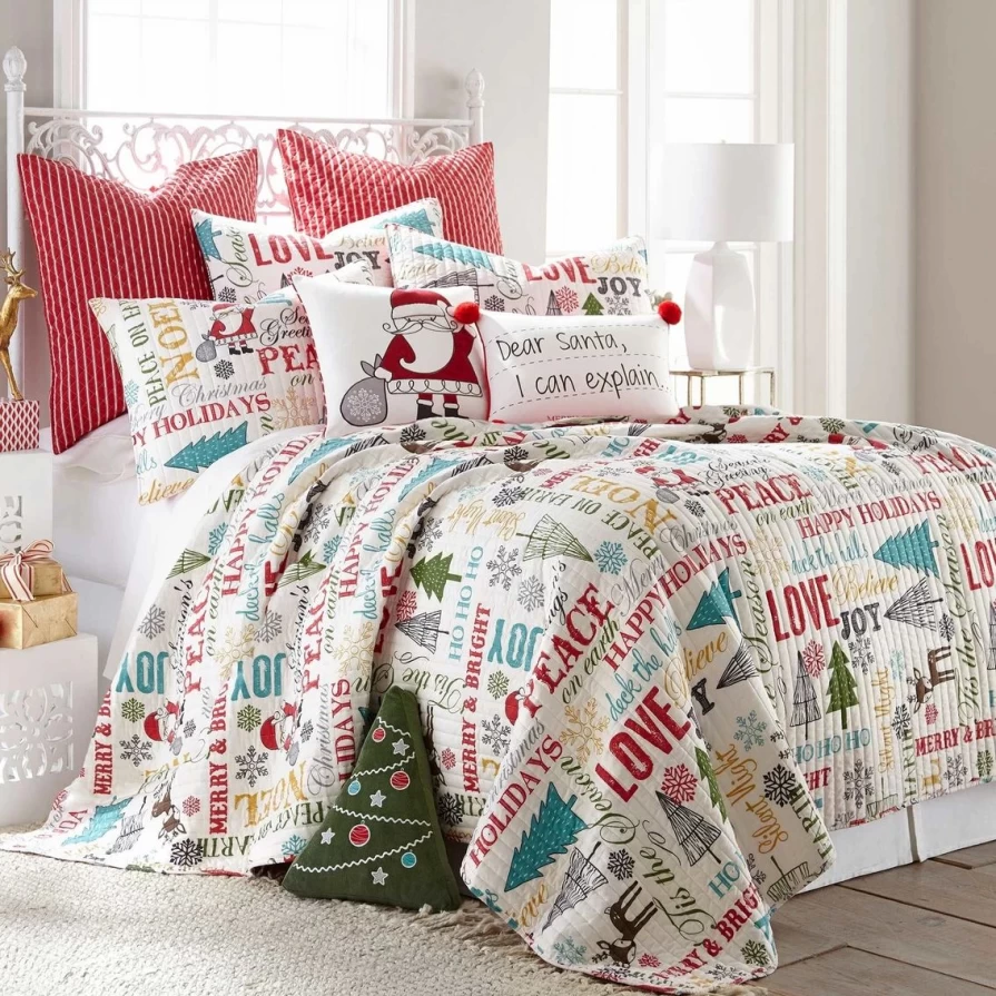 "Affordable Santa Claus Lane Quilt Set by Levtex Home - Cozy Holiday Bedding"