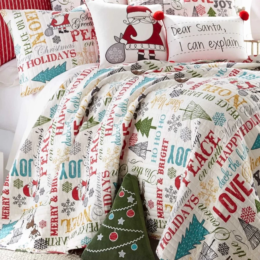 "Affordable Santa Claus Lane Quilt Set by Levtex Home - Cozy Holiday Bedding"