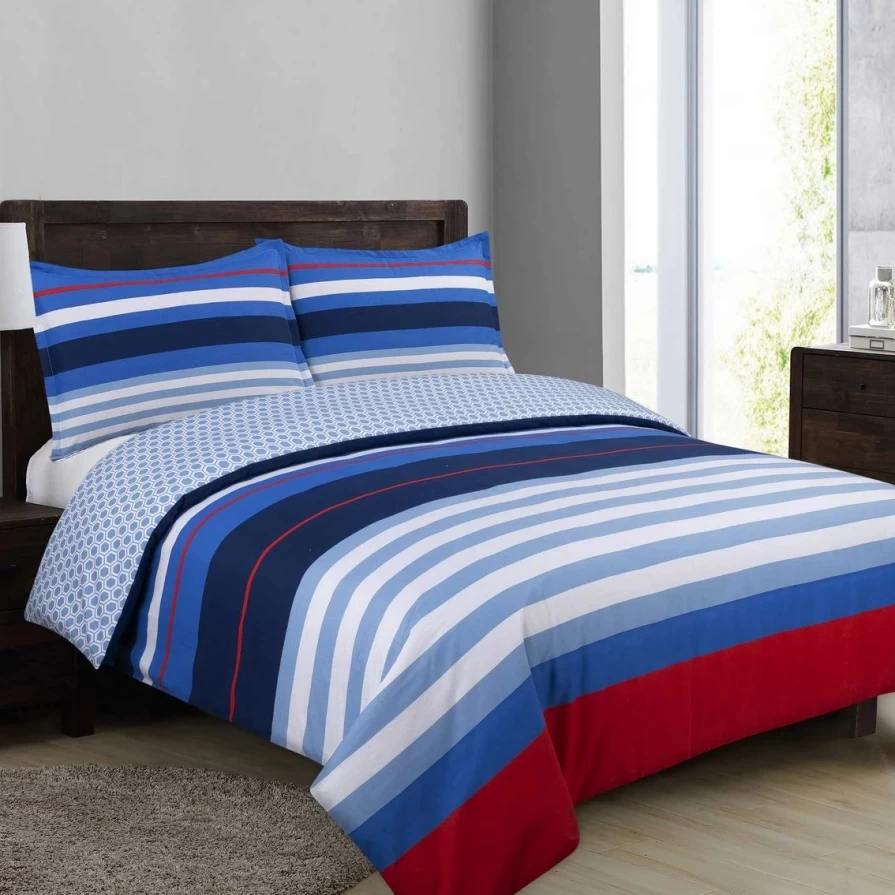 Harbor Stripe Comforter Set - Coastal Stripe Bedding - Navy & White Striped Duvet Cover