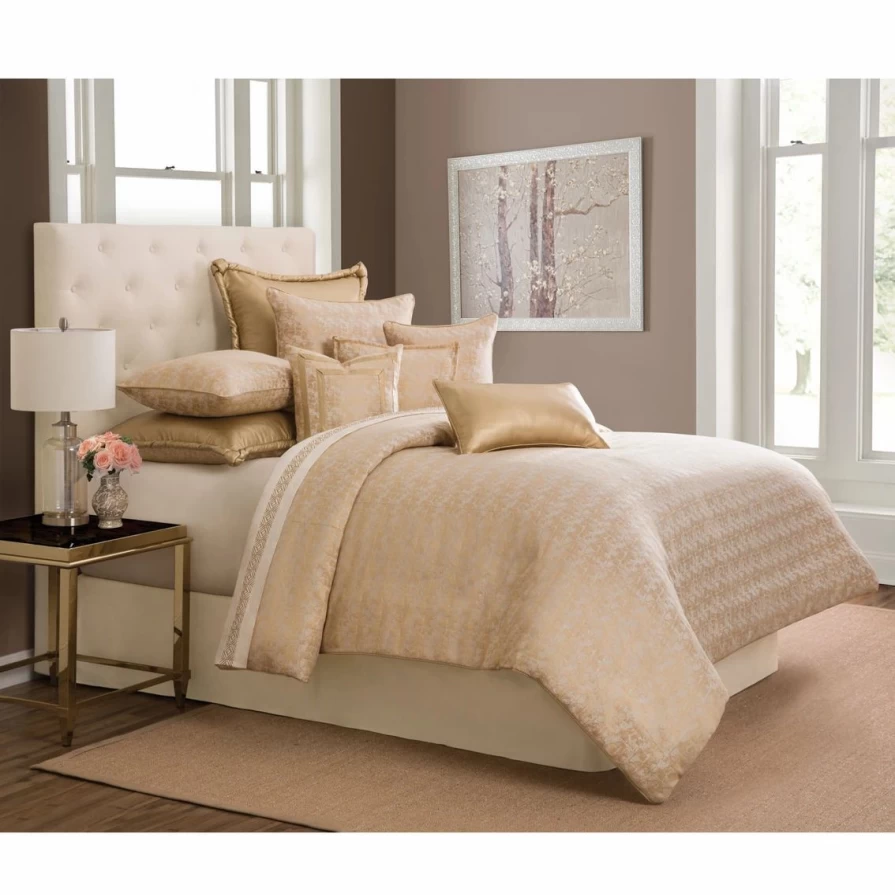 Michael Amini Aurora Comforter Set - Luxury Gold Bedding Collection | Best Deal